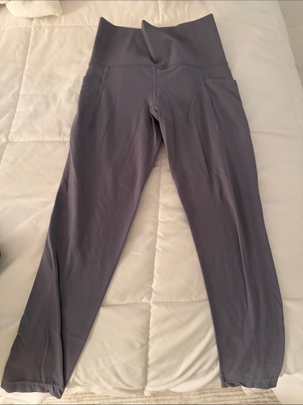 Athleta High-Rise Grayish Purple Leggings with Side Pockets
